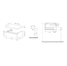 Jungborn TRENTA Waschbeckenunterschrank BxHxT 70x26x49.8 cm basalto glanz - Griff schwarz