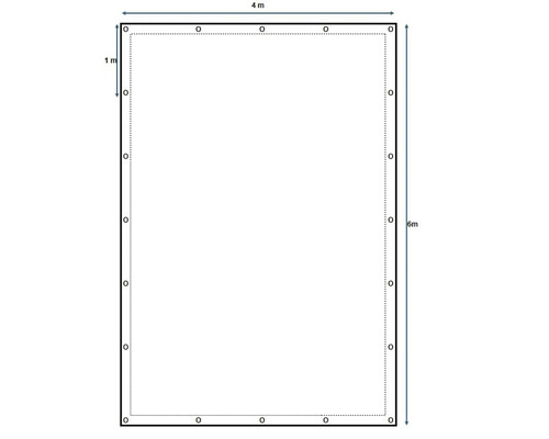 Schéma d''une fondation rectangulaire mesurant quatre mètres sur six mètres