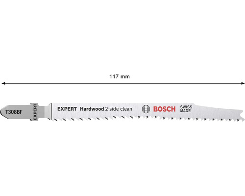 Lame de scie sauteuse Bosch Expert T308BF pour bois dur, 117 millimètres