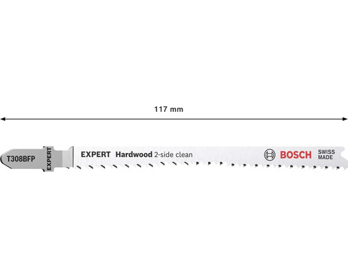 Lame de scie sauteuse Bosch Expert T308BFP pour bois dur, longueur 117 mm