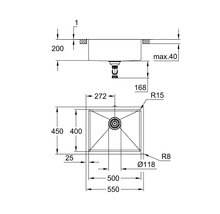 Edelstahlspüle GROHE K700U 55x45 cm sunrise 31574GN1