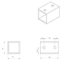 Verbinder für Vierkantstäbe 14x14 mm Aluminium (Pack=5 Stück)