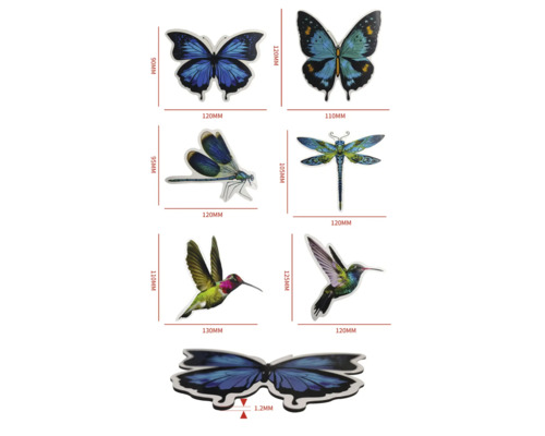 Motifs décoratifs d''animaux avec indications de taille pour les travaux manuels