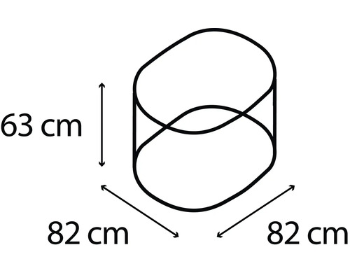 Schéma coté du produit avec une hauteur de 63 centimètres et une largeur de 82 centimètres.