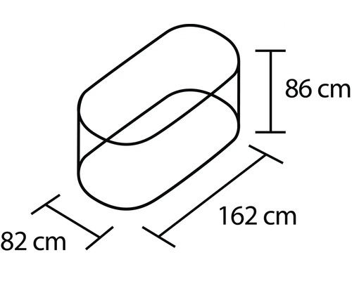 Schéma technique d''un radiateur de salle de bain avec des dimensions de 86 cm de hauteur, 162 cm de longueur et 82 cm de largeur.