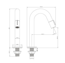Schéma d''un robinet avec indications de dimensions