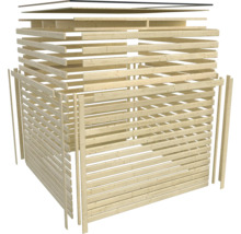 Gartenhaus Karibu Carlson 2 mit Schleppdach und selbstklebender Dachfolie 542,5 x 276 cm natur