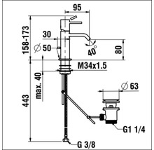 Schéma technique d''un robinet avec dimensions