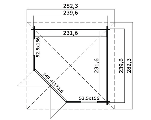 Vue de dessus d''un abri de jardin avec dimensions
