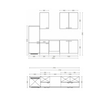 Cuisine complète sans appareils Flex Well Valero 270 cm couleur de façade blanc haute brillance - couleur du corps chêne Sonoma 00009158