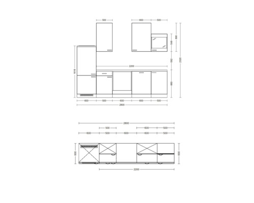 Küchenplan mit Massen