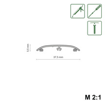 Profilleiste mit den Massen 37,5 mm x 5,5 mm, zur Befestigung mit Schraubzwinge, Schraubendreher oder Montagekleber.