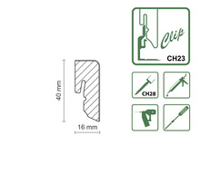 Section transversale du profilé avec dimensions et symboles de fixation