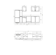 Schéma d''une kitchenette avec dimensions pour la planification de la cuisine