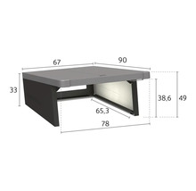 Image d''une table de jardin avec des indications de dimensions