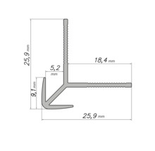Dessin technique d''un profilé d''angle avec indications de dimensions en millimètres