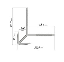 Dessin technique d''un profilé d''angle avec indications de dimensions en millimètres
