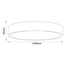Schéma technique d'un plafonnier avec des dimensions de 330 mm de diamètre et 65 mm de hauteur.
