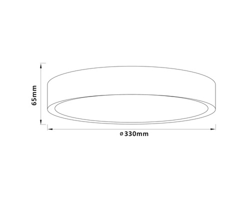 Schéma technique d'un plafonnier avec des dimensions de 330 mm de diamètre et 65 mm de hauteur.