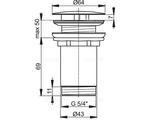 Dessin technique d''une soupape de vidange avec indications de dimensions
