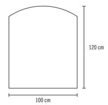 Skizze einer Duschkabine mit den Maßen 100 mal 120 Zentimeter