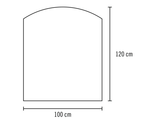 Skizze einer Duschkabine mit den Maßen 100 mal 120 Zentimeter