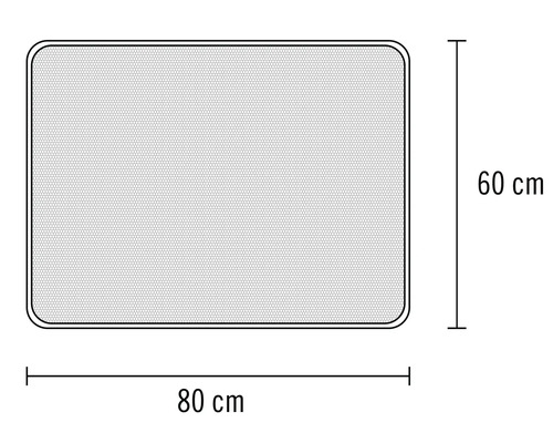 Illustration eines Insektenschutzgitters mit den Massen 80 mal 60 Zentimeter