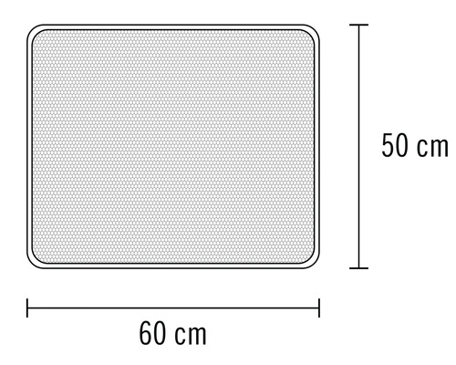 Skizze eines Moskitonetzes mit den Massen 60 mal 50 Zentimeter