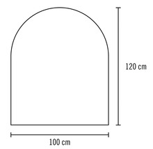 Skizze eines Torbogens mit den Massen 100 mal 120 Zentimeter