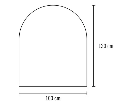 Skizze eines Torbogens mit den Massen 100 mal 120 Zentimeter