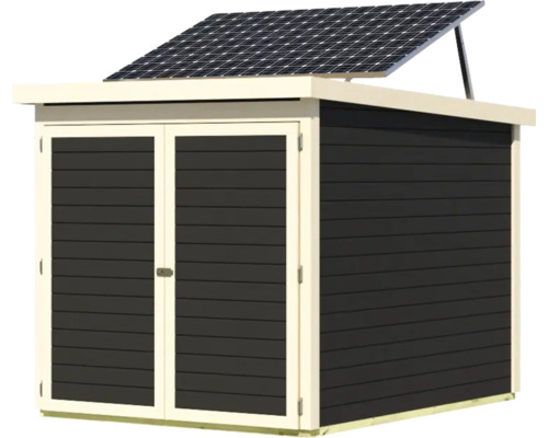 Abri de jardin avec panneau solaire sur le toit