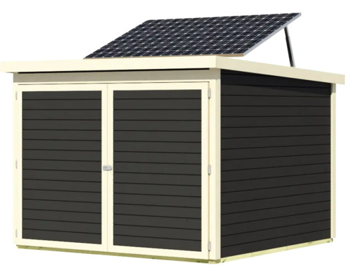 Abri de jardin avec panneau solaire sur le toit