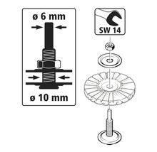 Dimensions et instructions de montage pour une meule abrasive