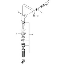 Explosionszeichnung einer Armatur mit Einzelteilen.