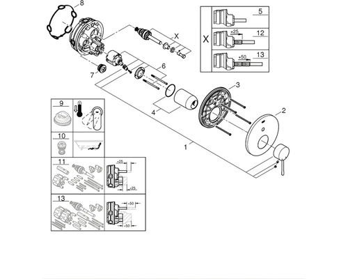 Schéma éclaté d''un robinet avec pièces détachées