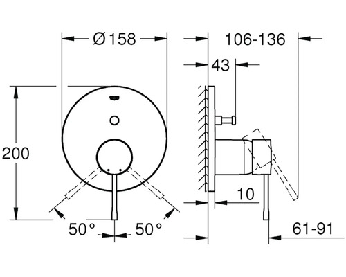 Dessin technique d''un robinet avec dimensions