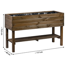 Hochbeet aus Holz mit Ablage und den Maßen circa 117 mal 40 mal 70,5 Zentimeter