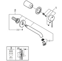 Schéma de montage d''un robinet avec différents composants et instructions de montage
