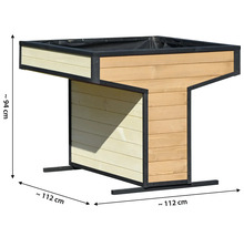 Jardinière surélevée en bois, dimensions environ 94 x 112 centimètres