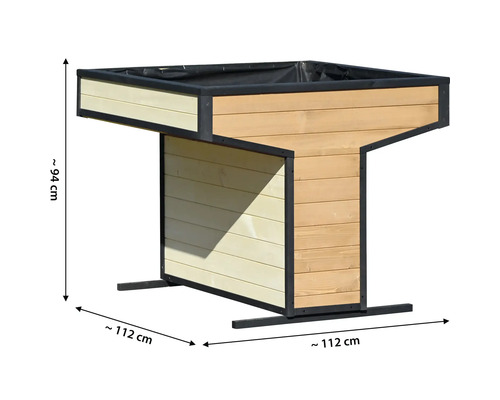 Jardinière surélevée en bois, dimensions environ 94 x 112 centimètres