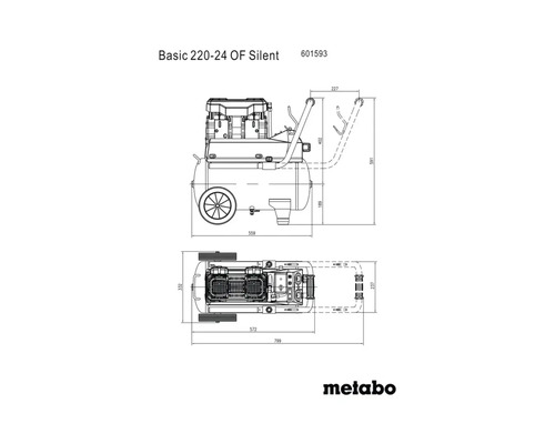 Plan de cotation Metabo Basic 220-24 OF Silent compresseur
