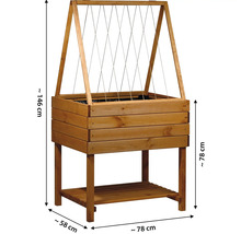 Hochbeet aus Holz mit Rankhilfe und Ablagefläche