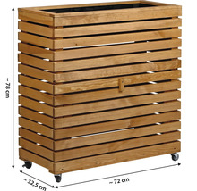 Holz Pflanzkasten mit Rollen, 78 x 72 x 32,5 cm