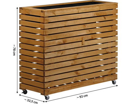 Holzpflanzkasten mit Rollen, 78 x 92 x 32,5 cm