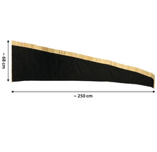 Sichtschutzelement aus Holz, circa 68 Zentimeter hoch und circa 250 Zentimeter lang
