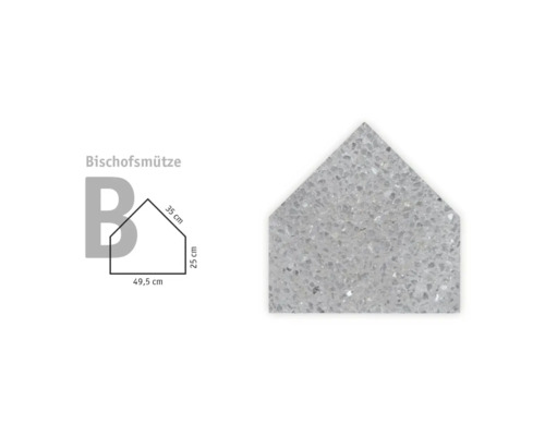 Bischofsmütze Pflasterstein mit Maßangaben