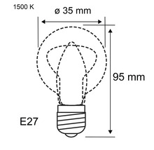 Dimensions d''une ampoule E27 : 35 millimètres de diamètre et 95 millimètres de long.