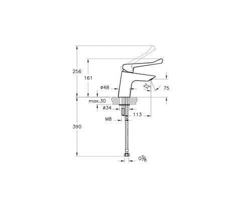 Dessin technique d''un robinet avec des mesures