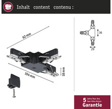 Connecteur pour panneaux avec accessoires et dimensions