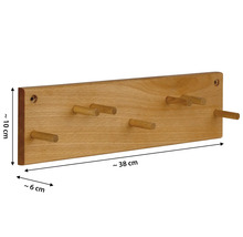 Porte-manteau en bois avec six crochets, environ 38 cm de large